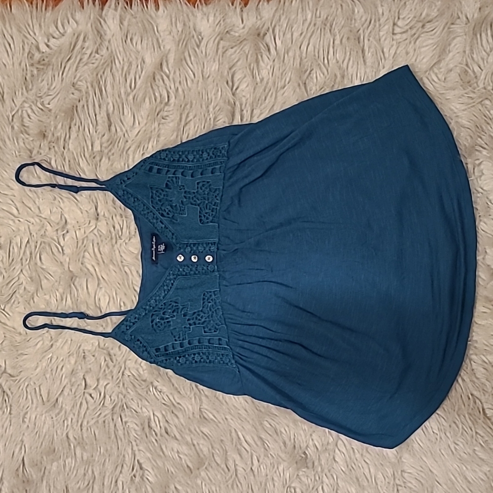 NWOT American eagle outfitters teal babydoll flowy lace top tank top size xl